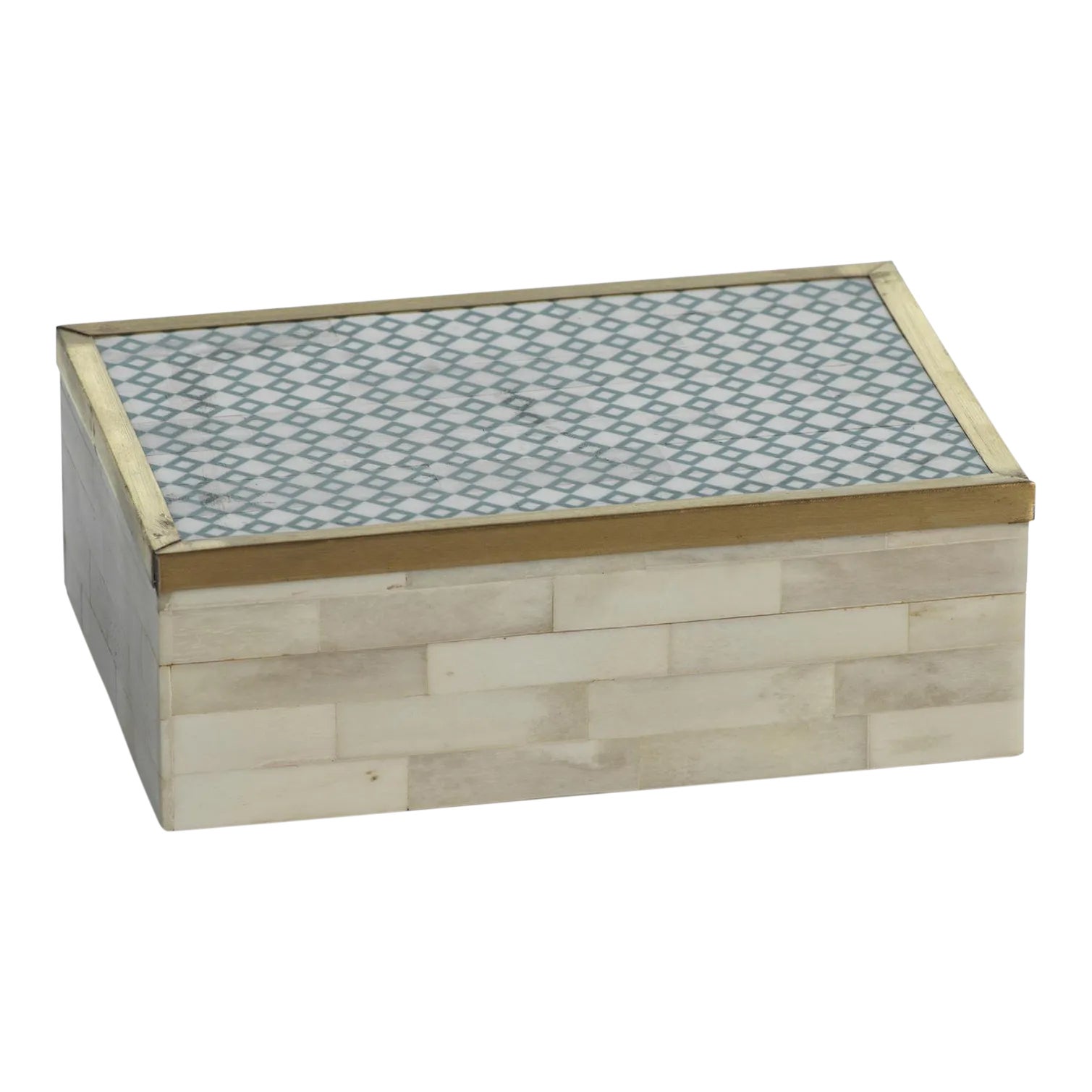 White Bone & Brass Decorative Box Chairish