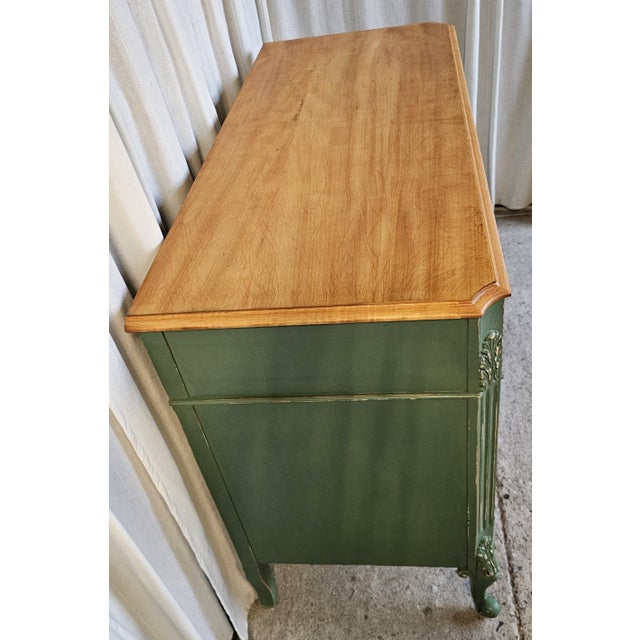 Green French Provencial Dresser, Circa 1930's, Louis XV Style For Sale - Image 4 of 18