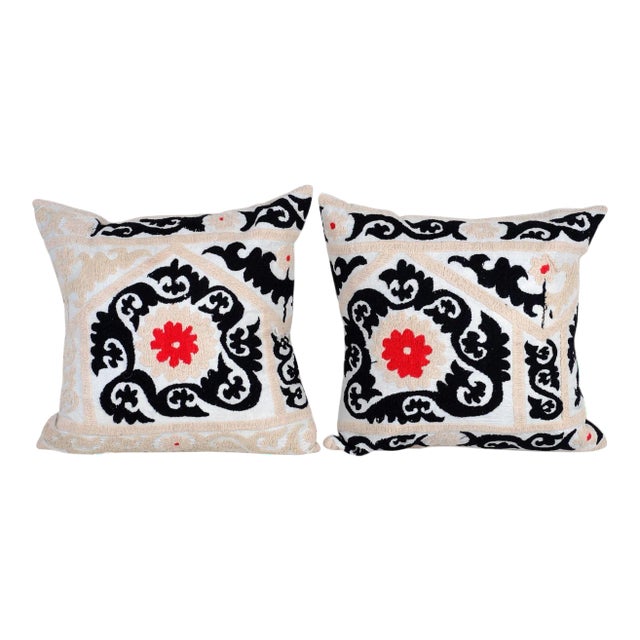 Beige Suzani Cushion Cover - a Pair For Sale