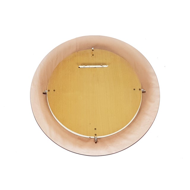 Beige Round Salmon Glass Wall Mirror from Cristal Art, 1960s For Sale - Image 8 of 12