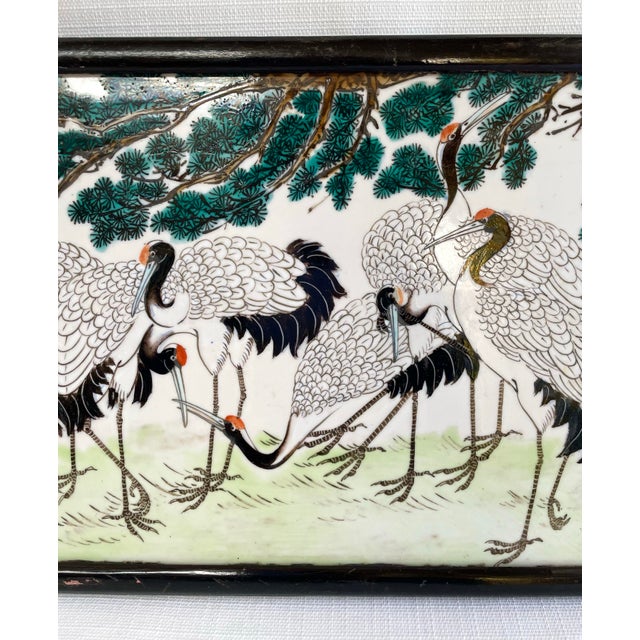 Chinese Antique Framed Chinese Enameled Porcelain Plaque For Sale - Image 3 of 10