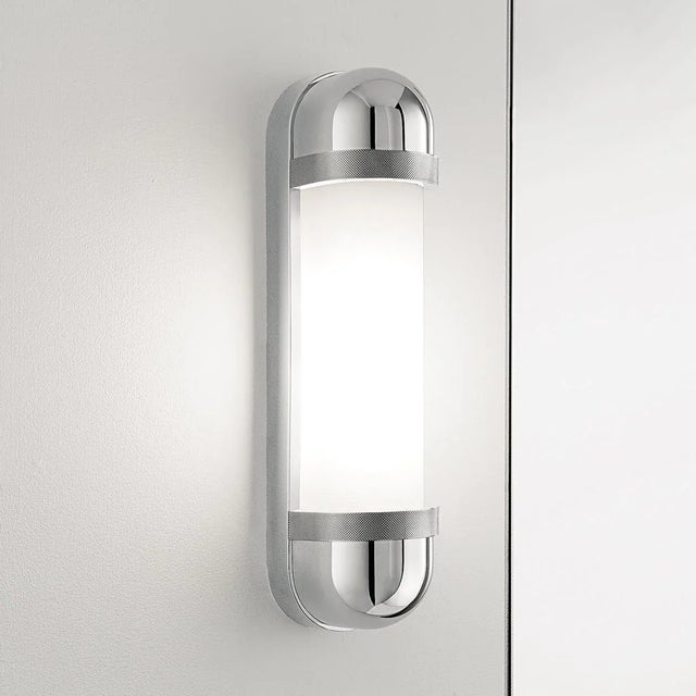 Art Deco Polished Chrome With Matt Opal Glass Bathroom Wall Light For Sale - Image 3 of 5