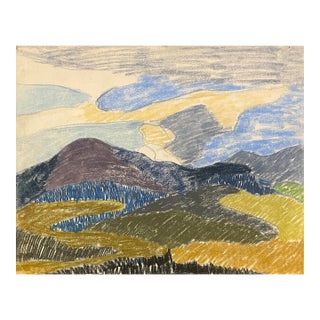 1960s Frank Wallace Mountain Landscape Pastel For Sale