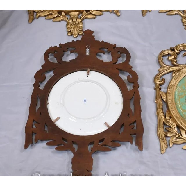 French Porcelain Gilt Cherub Plaques Plates from Sevres, Set of 4 For Sale - Image 6 of 12