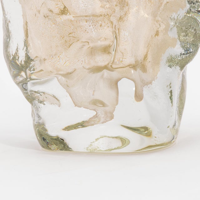 Glass Hand-Blown Murano Modern Sculptural Vase in Clear With 24-Karat Gold Flecks Grande For Sale - Image 7 of 9