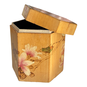 1960s Chinese Grasshopper and Florals Wooden Box