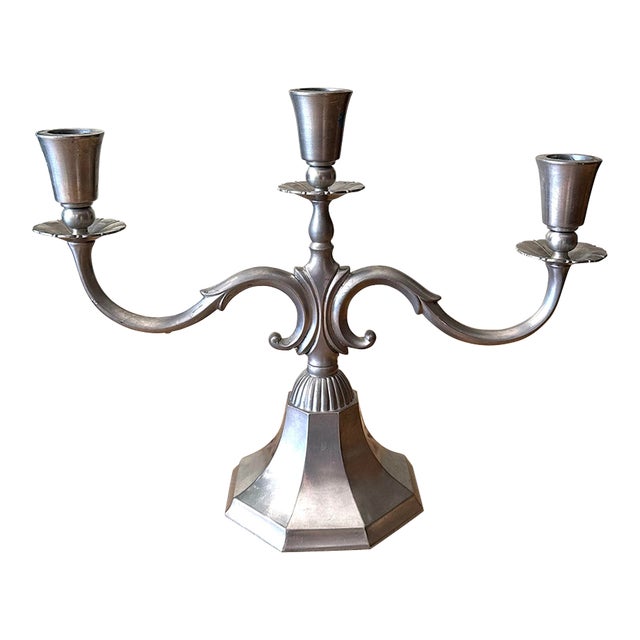 1930’s Art Deco Just Andersen Pewter Candelabra For Sale