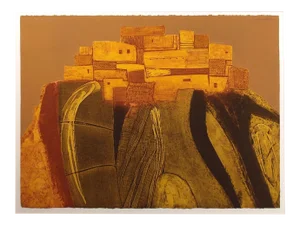 1980s "Pueblo Summit" Southwestern Scene Print by John Ross