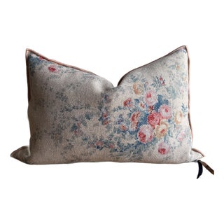 French Linen Lumbar Pillow Case- Pompadour Nude 15 For Sale
