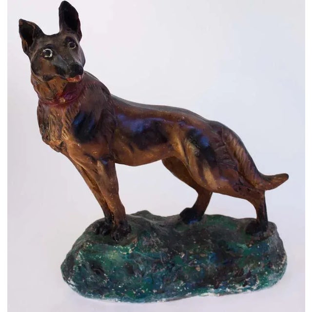 1940s Vintage Chalkware German Shepherd Dog Figure For Sale - Image 5 of 5
