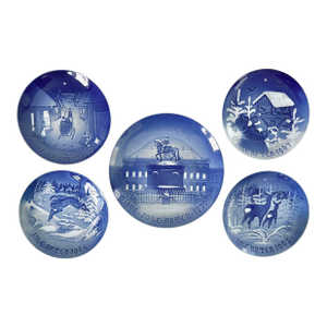 1960s Bing & Grondahl Christmas Collectible Wall Plates, Set of 5