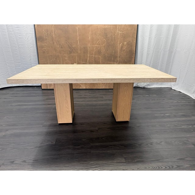 Rh Lumi Rectangular Dining Table 72" | Light Oak | Turkish Travertine For Sale - Image 12 of 18