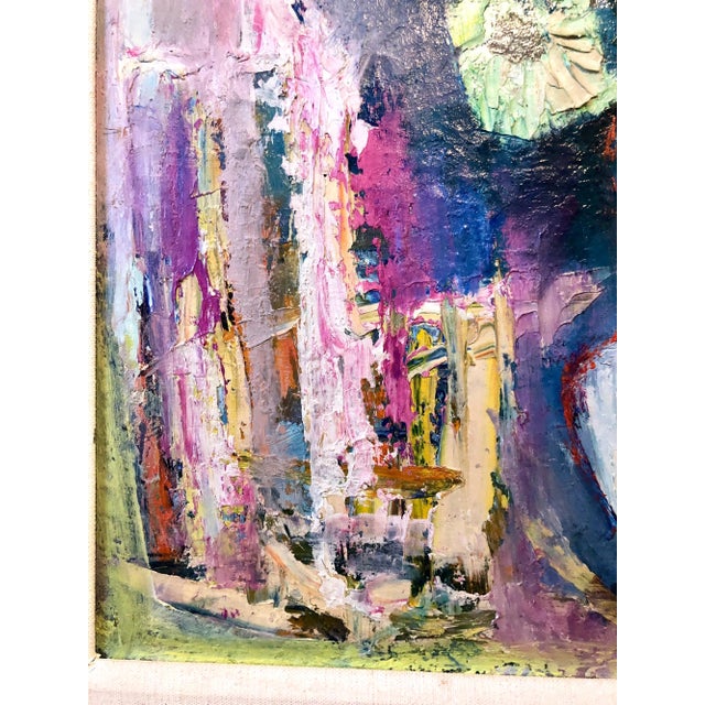 Belle Golinko, Mid Century Jewish Expressionist Oil Painting Floral Vibrant Colorful Flowers For Sale - Image 4 of 9