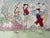 This antique oil painting on silk is depicting Chinese children at play, walking on stilts in a garden with butterflies,...