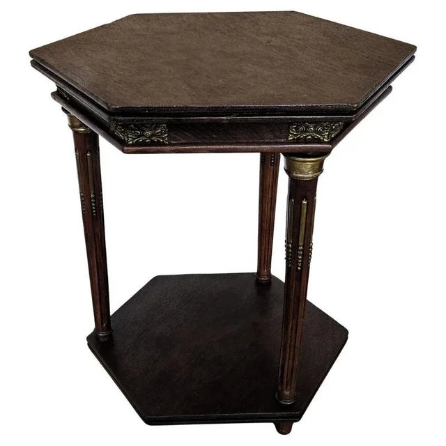 Antique Italian Hexagonal Walnut Side Table, 1890s For Sale - Image 9 of 9