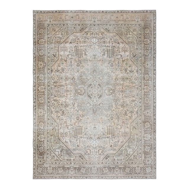 1970s Vintage Persian Handmade Wool Cotton Orange Area Rug For Sale