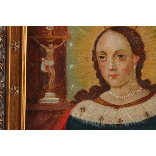 19th Century Saint Hedwig, Oil on Tin, 19th Century For Sale - Image 5 of 11