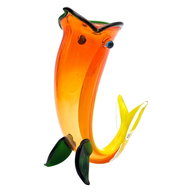 Fulvio Bianconi Fulvio Bianconi for Venini Signed Murano “Pesce” Fish Vase For Sale - Image 4 of 13