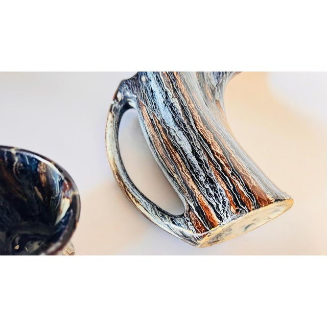 Vintage Ceramic Orangeade Set with Pitcher and Mugs from Vallauris, 1960s, Set of 7 For Sale - Image 4 of 13