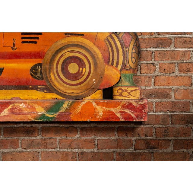 1930s Vintage Double-Sided Art Deco Painted Carnival Ride Handrail Panel For Sale - Image 5 of 11