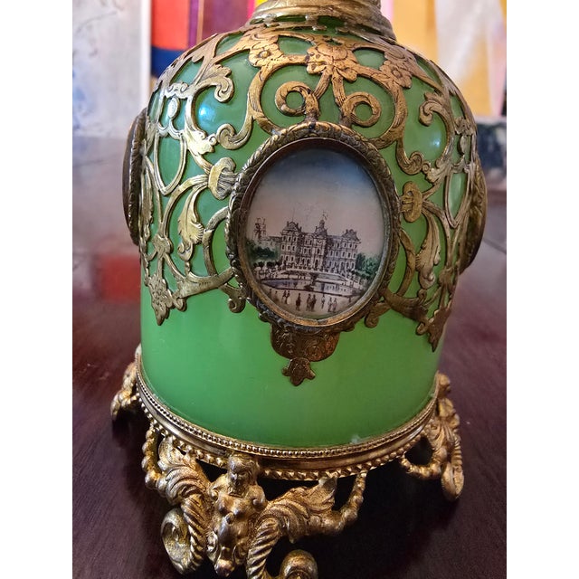 Early 19th Century Antique Orientalist Jade Opaline Glass Perfume Bottle For Sale - Image 5 of 11
