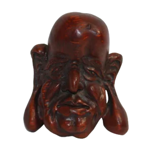 Chinese Bamboo Carved Old Man Face Display