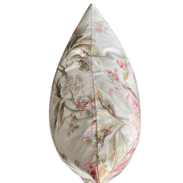 Textile Vintage Handmade Waverly's "Forever Yours Peony" Fabric Down Throw Pillow For Sale - Image 7 of 10