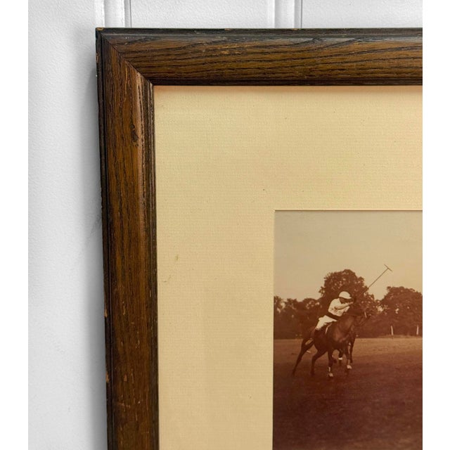 Vintage Traditional Polo Match Equestrian Framed Black & White Photograph For Sale - Image 6 of 12