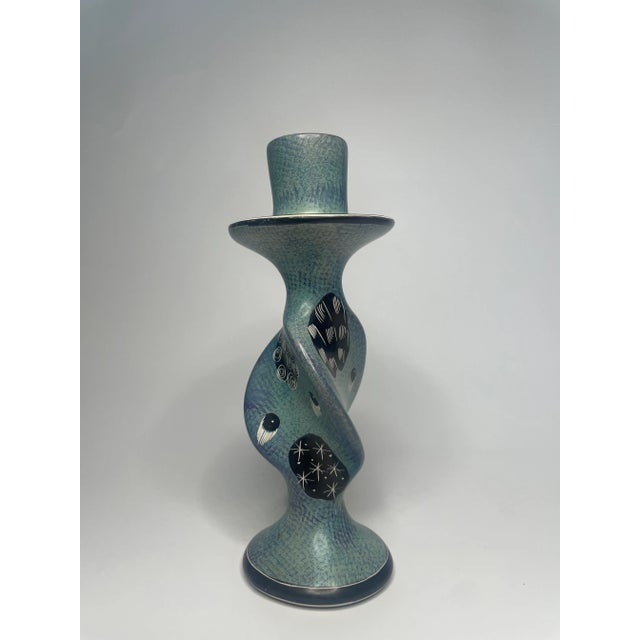 Late 20th Century A Pair of Boho Chic Soapstone Candlesticks For Sale - Image 5 of 12