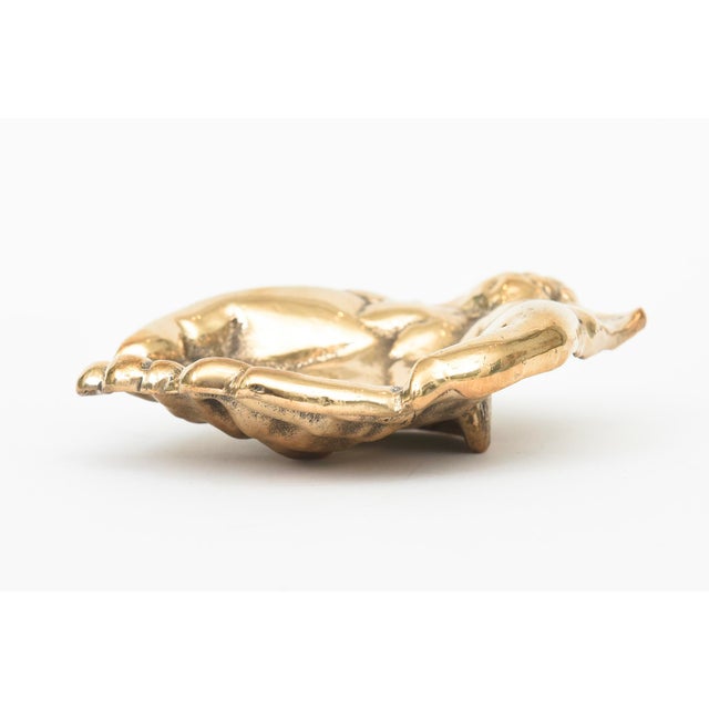 Brass Vintage Praying Hands Brass Bowl, Object or Paperweight 50's For Sale - Image 8 of 11
