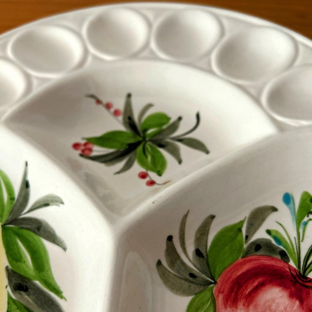 White Mid-Century Italian Hors d'Oeuvres Plate for Lord & Taylor | Botanically Inspired Deviled Egg Platter For Sale - Image 8 of 11