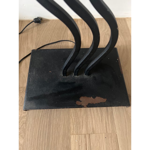 Postmodern Early 20th Century Postmodern Sculptural Floor Lamp With Wavy Black Metal Stem and Alabaster Stone Shade For Sale - Image 3 of 4