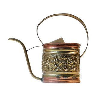 Antique Watering Can in Copper and Brass For Sale