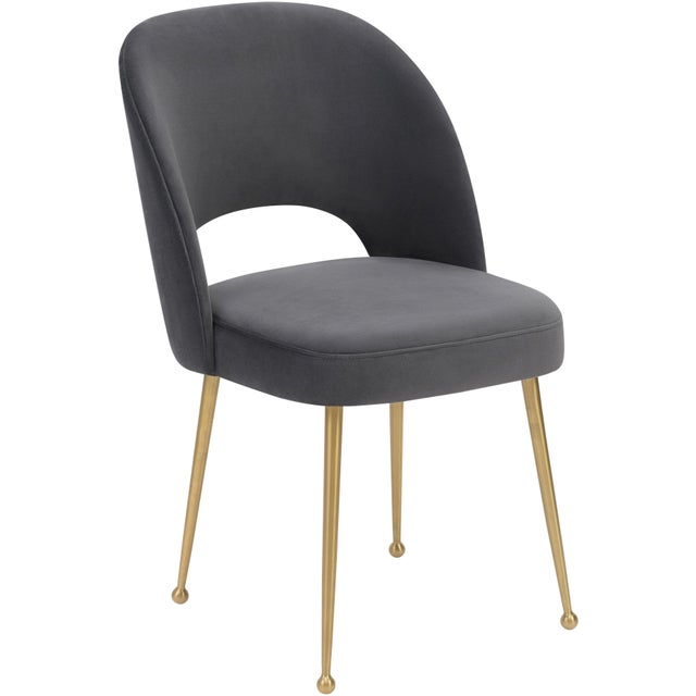 Metal Swell Dark Grey Velvet Chair For Sale - Image 7 of 7