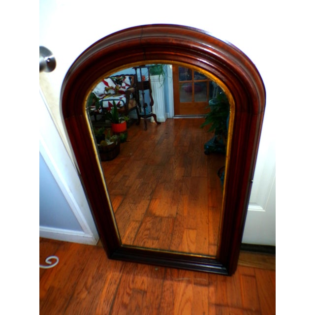 Victorian Large Antique Arched Top Deep Well Walnut Gold Gilt Hall Pier Mirror For Sale - Image 3 of 11