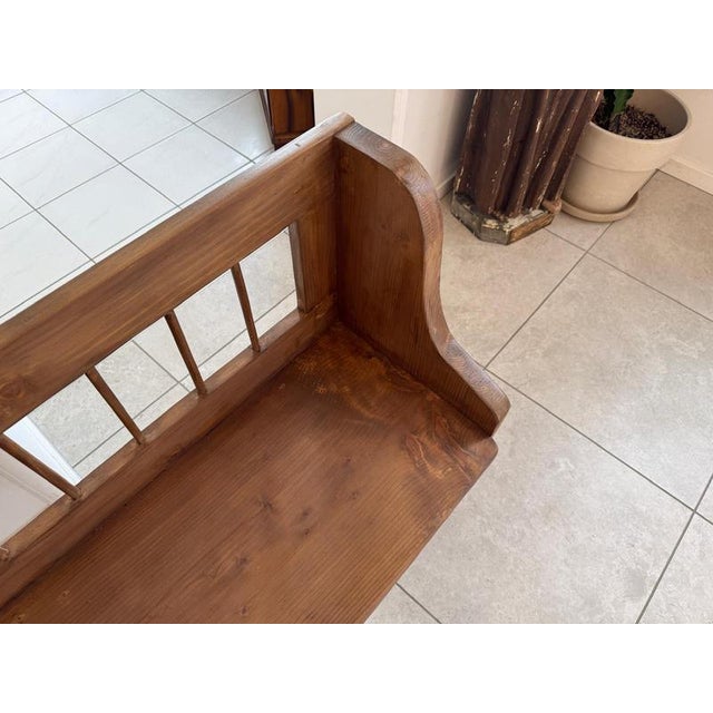 Brown Farmhouse Wooden Corner Bench For Sale - Image 8 of 11