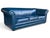 English 1960s Navy Blue Leather Roll-Arm Sofa With Brass Nailhead Trim and Wooden Bun Feet For Sale - Image 3 of 12