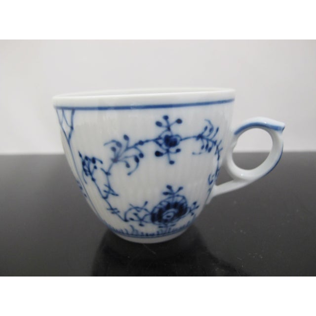 Mid-Century Modern Royal Copenhagen Denmark 1/79 Plain Blue Flower Fluted Flat Cup For Sale - Image 3 of 9