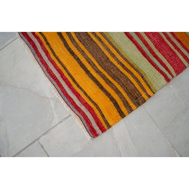 1960s Vintage Runner Rug Turkish Handmade Striped Hallway Decor - 2'6" X 11'6" For Sale - Image 11 of 12