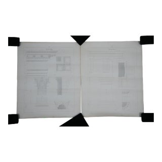 Antique Architectural Engravings Doric Column Corinthian Order Grecian - Pair For Sale