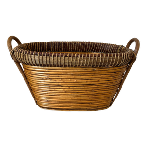 Vintage Large Coiled Pencil Rattan Basket