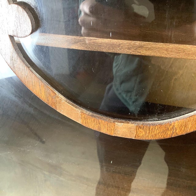 Brown Early 20th Century Glass-Front Display Cabinet With Decorative Detailing For Sale - Image 8 of 12