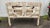 1970s Vintage French Country Distressed Cream Painted Carved Wood Settee With Custom Toile Cushion For Sale - Image 5 of 15