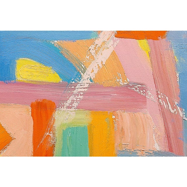 Blue Abstract Oil Painting by Christine Frisbee-"Meet Me at the Corner" For Sale - Image 8 of 8