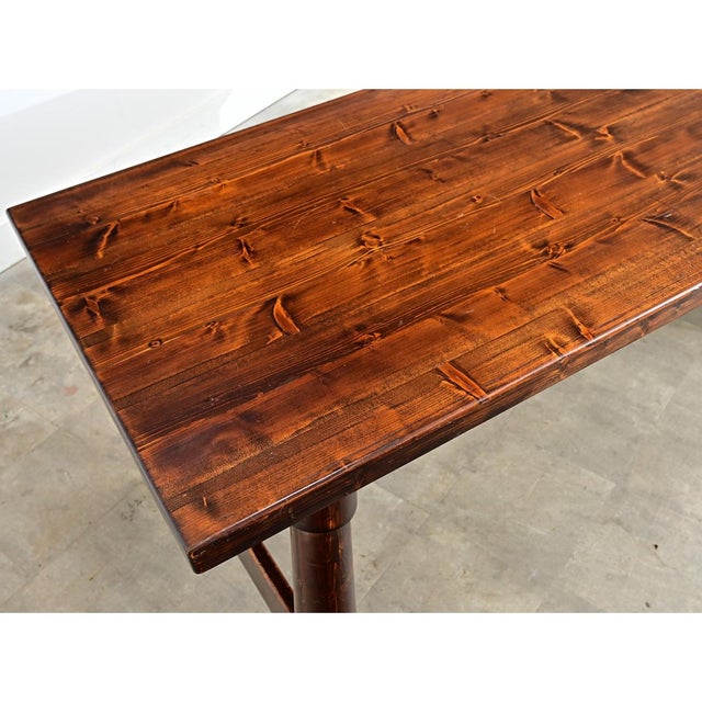 French Mid-Century Brutalist Pine Dining Table For Sale - Image 11 of 14