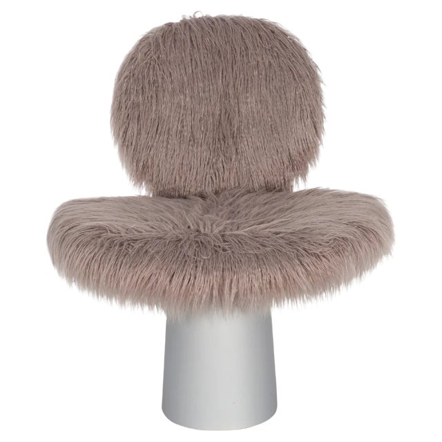 Pilota Grey Faux Fur White Aluminum Lounge Chair by Pulpo For Sale