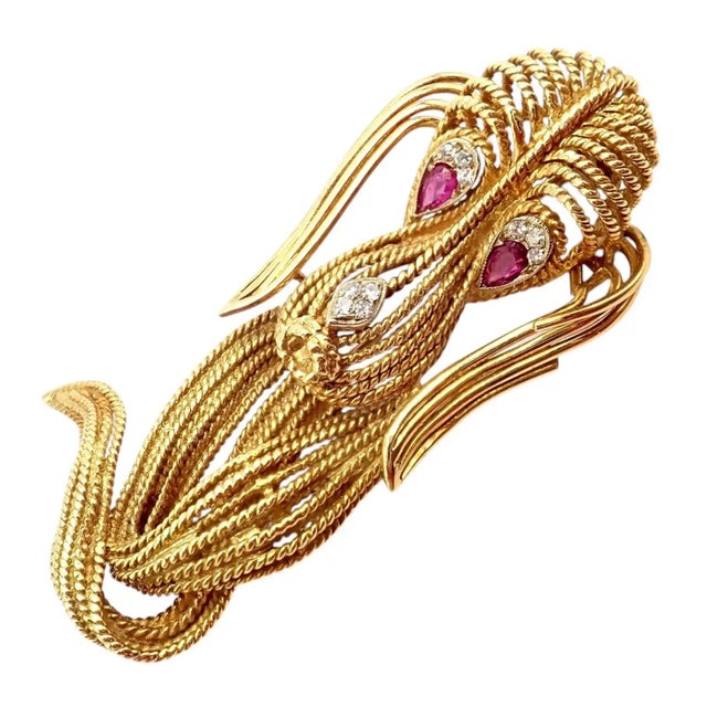 Vintage H. Stern Diamond Ruby Basset Hound Dog Yellow Gold Pin Brooch For Sale - Image 9 of 10