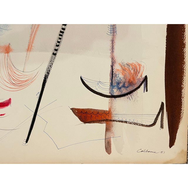 MCM painting on paper by artist Robert Colborne (1931-2002) of New York. Signed and dated lower right, estate stamp on the...
