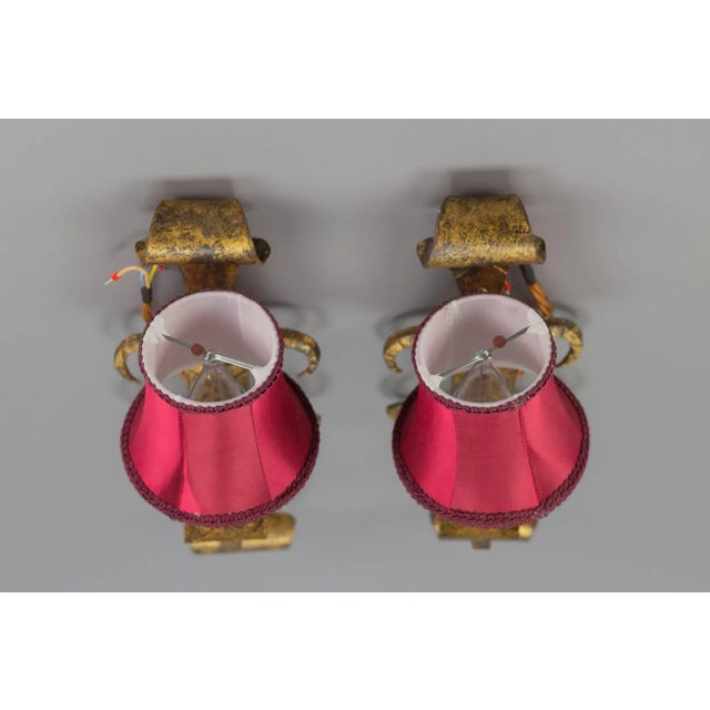 Gothic Revival Gilt Wrought Iron Sconces, Set of 2 For Sale - Image 11 of 18