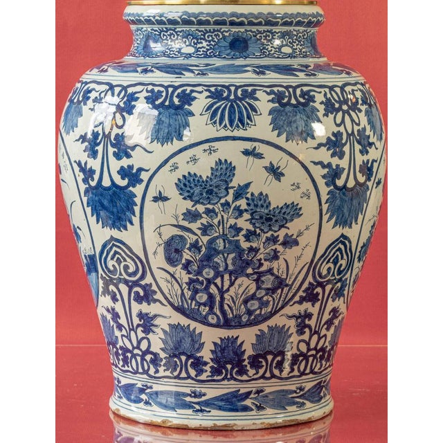 Blue Large Blue and White Table Lamp from Delftware For Sale - Image 8 of 13